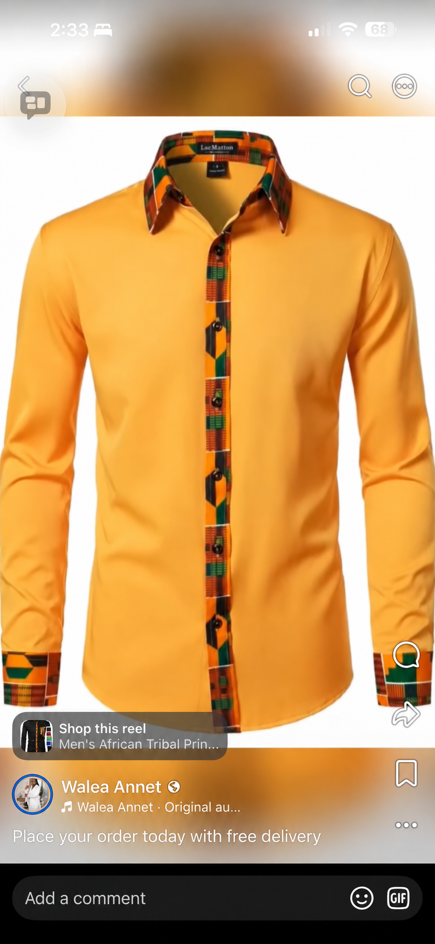 Golden Print-Trim Shirt