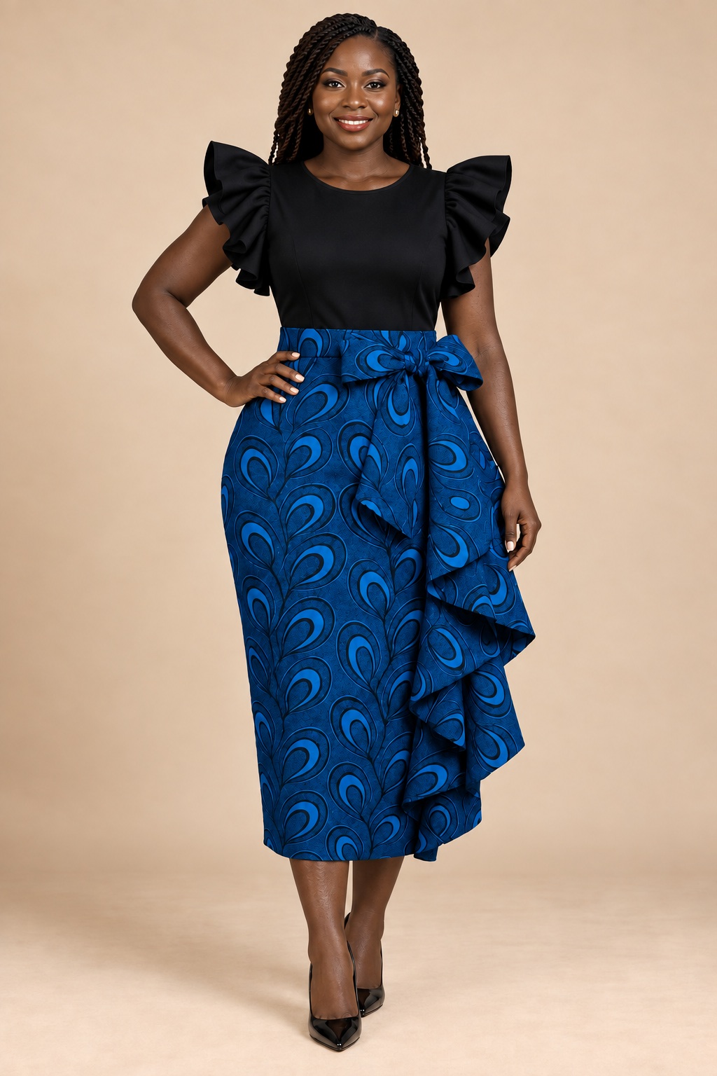 Blue Paisley Ruffle